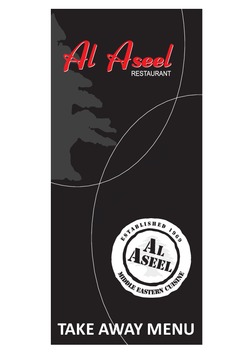 Scanned takeaway menu for Al Aseel Restaurant