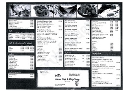Scanned takeaway menu for Alawa Fish & Chip Shop