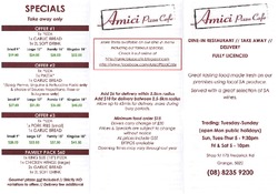 Scanned takeaway menu for Amici Pizza Cafe