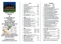 Scanned takeaway menu for Angkor Thai Restaurant
