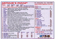 Scanned takeaway menu for Arthur’s Pizza