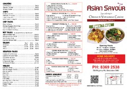 Scanned takeaway menu for Asian Savour