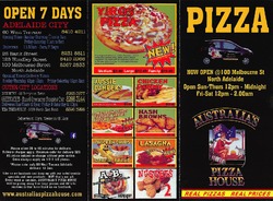 Scanned takeaway menu for Australia’s Pizza House – North Adl