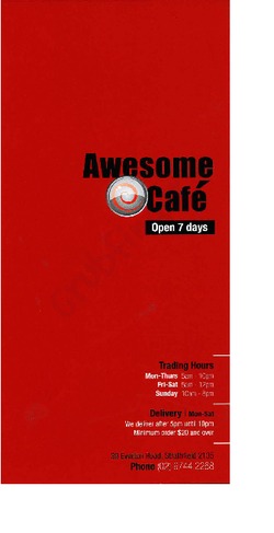 Scanned takeaway menu for Awesome Cafe