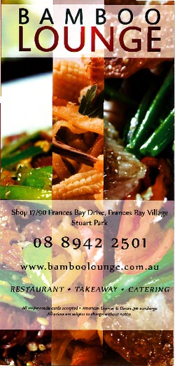 Scanned takeaway menu for Bamboo Lounge