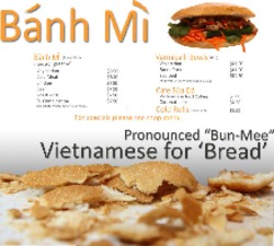 Scanned takeaway menu for Banh Mi