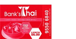 Scanned takeaway menu for Bank’s Thai Restaurant