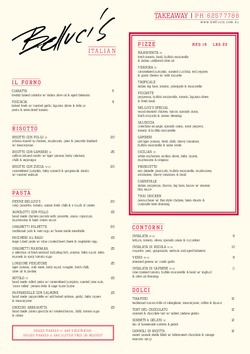 Scanned takeaway menu for Belluci’s