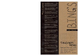Scanned takeaway menu for Bing’s Chinese Restaurant