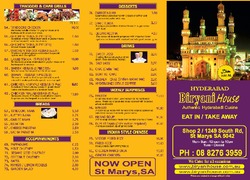 Scanned takeaway menu for Hyderabad Biryani House