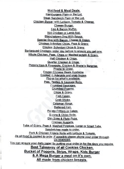 Scanned takeaway menu for Blanchetown Deli Takeaway