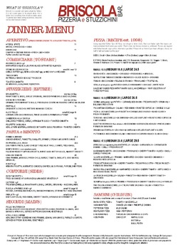 Scanned takeaway menu for Briscola Pizzeria