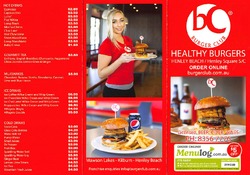Scanned takeaway menu for Burger Club Henley Beach