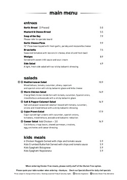 Scanned takeaway menu for Caesars Cafe