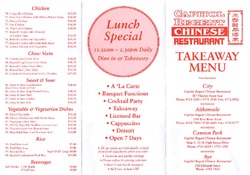 Scanned takeaway menu for Capitol Regent Chinese Restaurant – Aitkenvale
