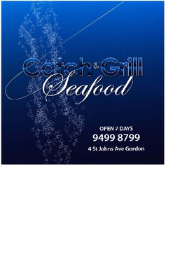Scanned takeaway menu for Catch & Grill Seafood