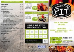 Scanned takeaway menu for Charcoal Pit Findon