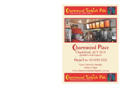 Scanned takeaway menu for Charnwood Turkish Pide