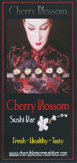 Scanned takeaway menu for Cherry Blossom Sushi Bar