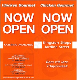 Scanned takeaway menu for Chicken Gourmet – City West