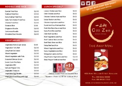 Scanned takeaway menu for Citi Zen Chinese Restaurant