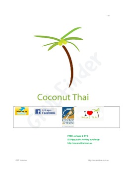 Scanned takeaway menu for Coconut Thai Restaurant