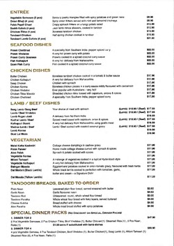 Scanned takeaway menu for Copper Chimney