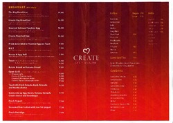 Scanned takeaway menu for Create Cafe