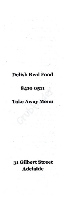 Scanned takeaway menu for Delish Real Food