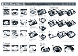 Scanned takeaway menu for Den Sushi Dining