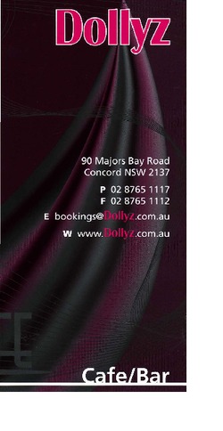 Scanned takeaway menu for Dollyz Cafe/Bar