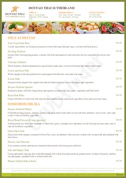 Scanned takeaway menu for Doytao Thai Sutherland