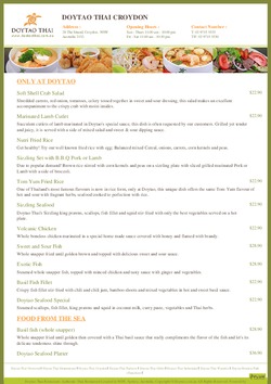 Scanned takeaway menu for DoyTao Thai Croyden