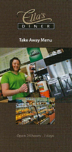 Scanned takeaway menu for Ella’s Diner