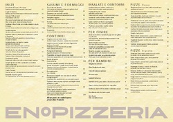 Scanned takeaway menu for EnoPizzeria