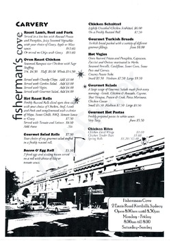 Scanned takeaway menu for Fishermans Cove