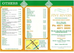 Scanned takeaway menu for Five Rivers Cafe & Indian Restaurant