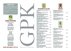 Scanned takeaway menu for GPK