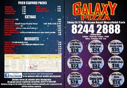 Scanned takeaway menu for Galaxy Pizza