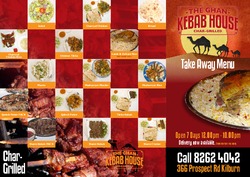 Scanned takeaway menu for The Ghan Kebab House