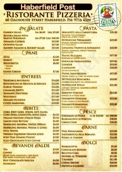 Scanned takeaway menu for Il Goloso