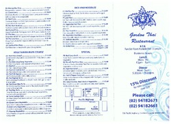 Scanned takeaway menu for Gordon Thai Restaurant