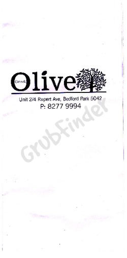 Scanned takeaway menu for Greek Olive
