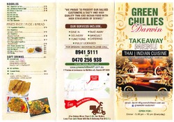 Scanned takeaway menu for Green Chillies Darwin