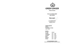 Scanned takeaway menu for Green Ginger