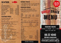 Scanned takeaway menu for Grill Shack