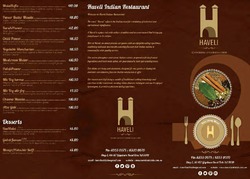 Scanned takeaway menu for Haveli Indian Cuisine