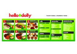 Scanned takeaway menu for Hello Dolly Lebanese Food & Catering