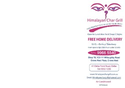 Scanned takeaway menu for Himalayan Char Grill – Crows Nest