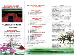 Scanned takeaway menu for House Of Canton